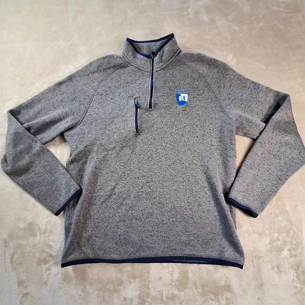 Johnnie-O Sweater Mens Large Gray 1/4 Zip Fleece Pullover Nobles Logo Mock Neck